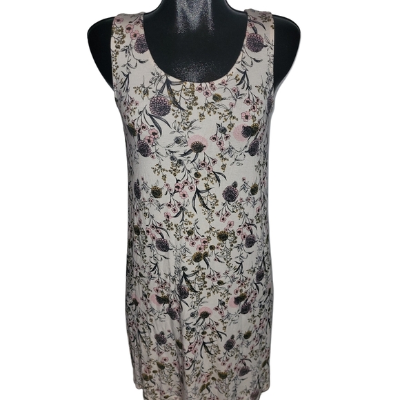 Ichi Cream Colored Sleeveless Floral Print Dress S - Picture 1 of 7